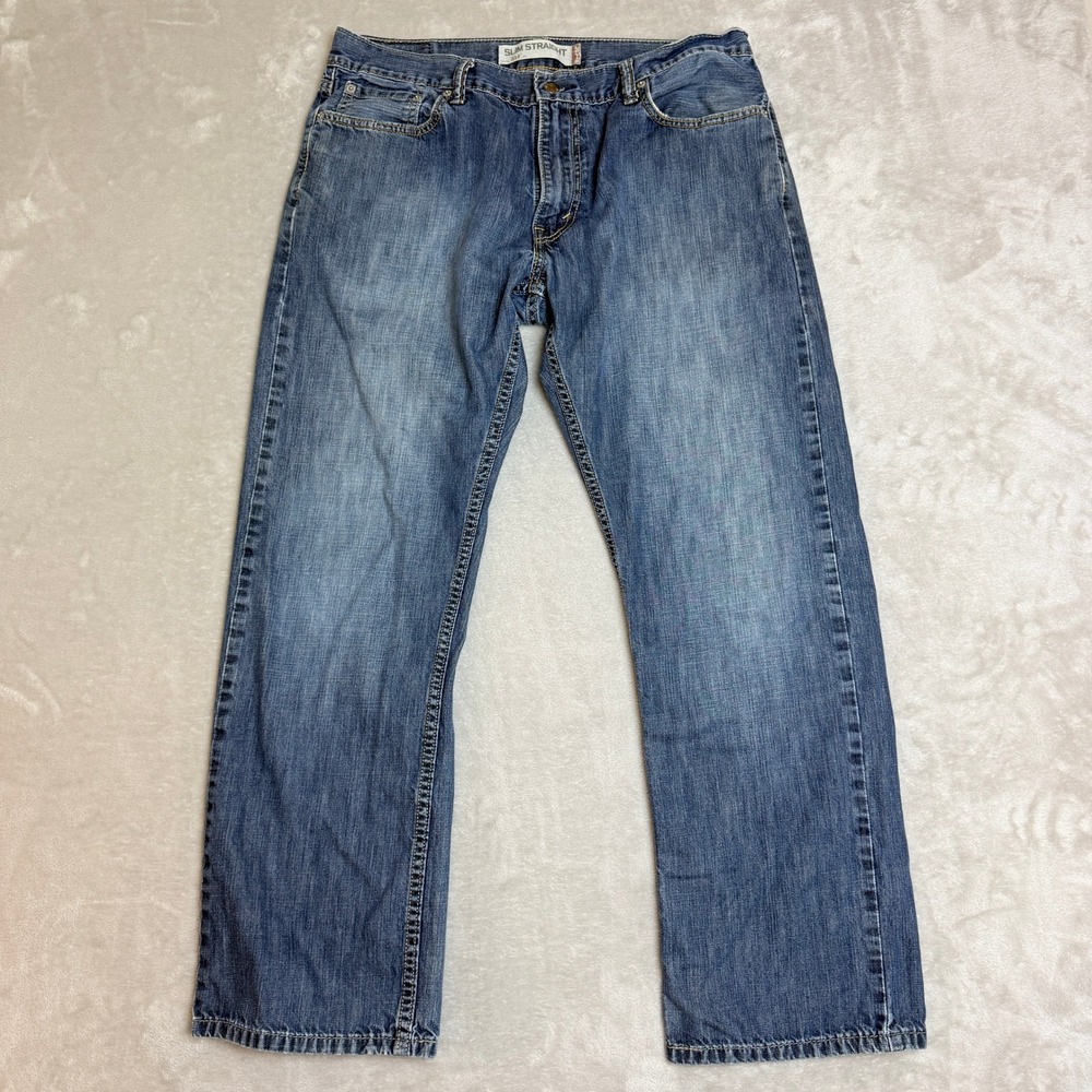 Levis 514 Slim Straight Jeans Mens 36x30 Blue Faded Cotton Denim Preppy Y2K